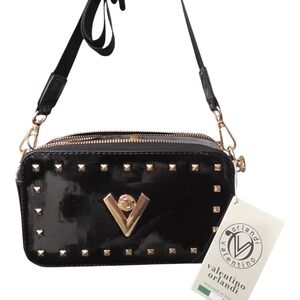 # 48 Valentino Orlandi Black Patent Crossbody Bag